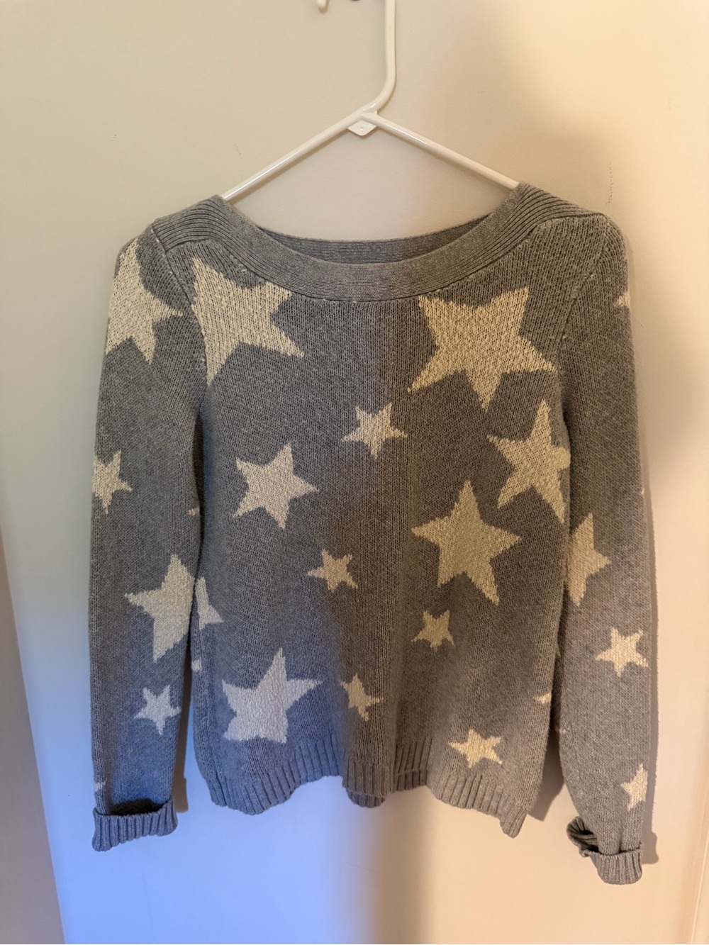 Marled Gray Star Crewneck Sweater
